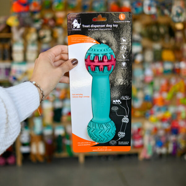 Truelove Zabawka z wypustkami na przysmaki dla dużego psa Teether turkusowa
