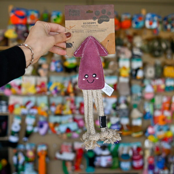 Zippy Paws EcoZippy Suede Rope Buddies squid kałamarnica ze skóry i juty z linami ZP1443