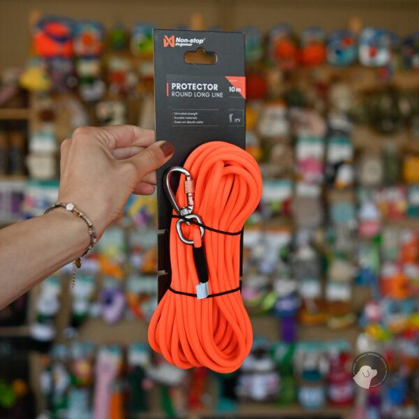 Non-stop dogwear Protector round long line - linka treningowa 10 m okrągła pomarańczowa