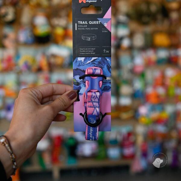Non-stop Trail quest collar Rachel Pohl edition - różowo fioletowa obroża z kolorowymi klamrami S-L