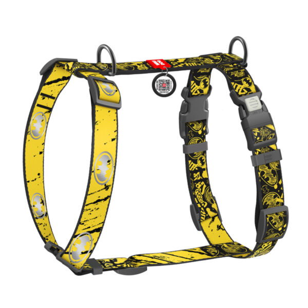 WAUDOG Nylon Recycled szelki dla psa z QR-paszportem, SZKIC BATMAN z odblaskiem M