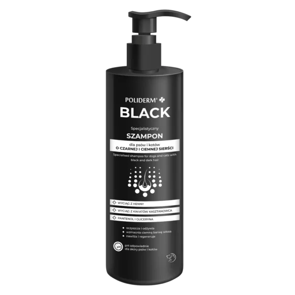 POLIDERM® BLACK – szampon do ciemnej i czarnej sierści dla psów i kotów 250 ml