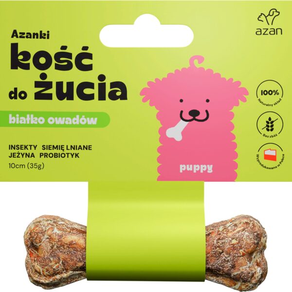 Azanki Kość do żucia MINI z insektami puppy 10cm