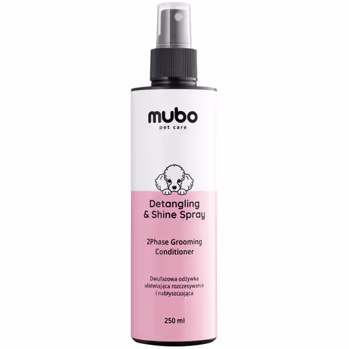 Mubo Detangling & Shine Spray 250ml - dwufazowa odżywka ułatwiająca rozczesywanie i nabłyszczająca, dla psa i kota