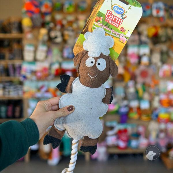 DUVO+ Zabawka gryzak owca Sebastian z liną