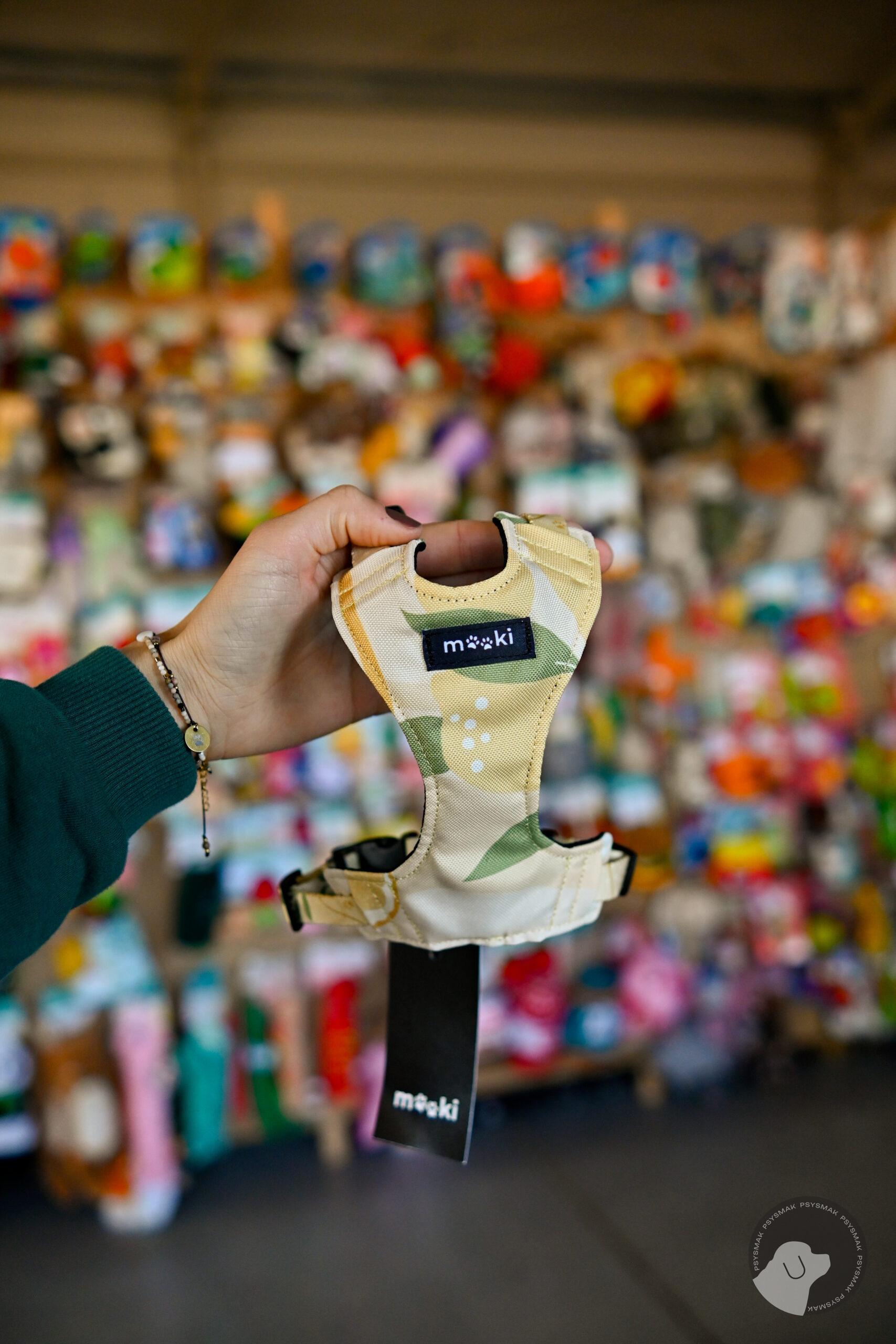 MOOKI - Szelki bezuciskowe we wzorze LIMONCELLO rozm XS-XL żółte