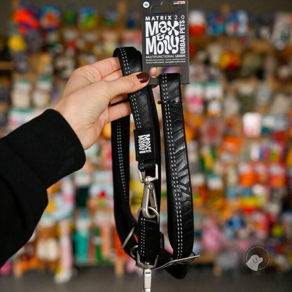 Max&Molly Multi Function Leash Matrix 2.0 Black - przepinana smycz dla psa, odblaskowa, czarna M