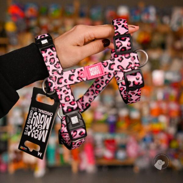 Max&Molly H-Harness Leopard Pink - kolorowe szelki dla psa i szczeniaka, regulowane s-l