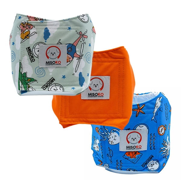 MISOKO Wielorazowa pielucha dla psów zestaw 3szt pomarańczowy roz S