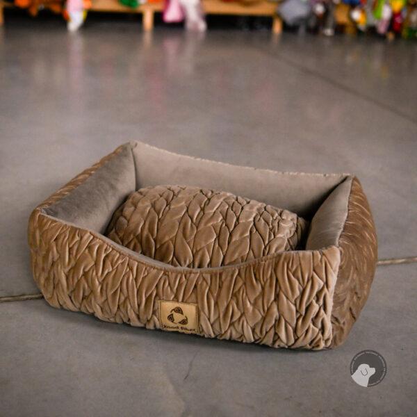 Good Fiber legowisko dla psa z usztywnionymi bokami marszczony welur beż XS 50 x 40 cm
