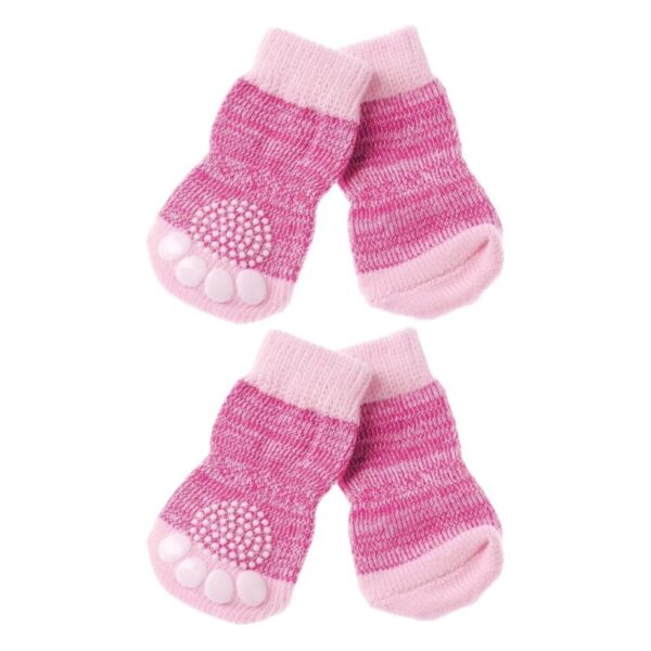 Krótkie antypoślizgowe skarpetki małych psów i kotów Simple różowe (4 szt.) xxs-m