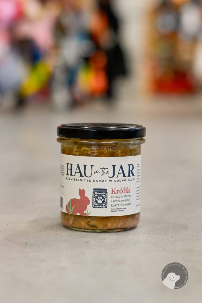 Hau in the Jar mokra karma dla psów – królik ze szpinakiem 350g w słoiku