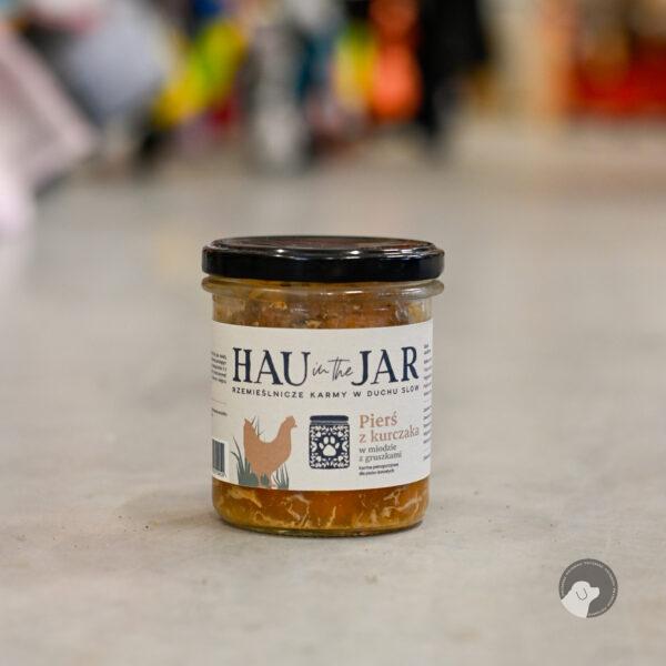 Hau in the Jar mokra karma dla psów – kurczak w miodzie z gruszkami 350g w słoiku