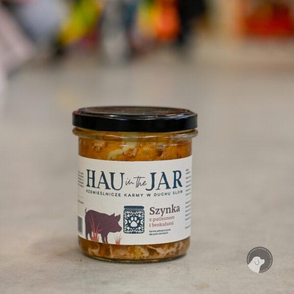 Hau in the Jar mokra karma dla psów – szynka z patisonem i brokułami 350g w słoiku