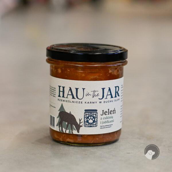 Hau in the Jar mokra karma dla psów – jeleń z cukinią i jabłkami 350g w słoiku
