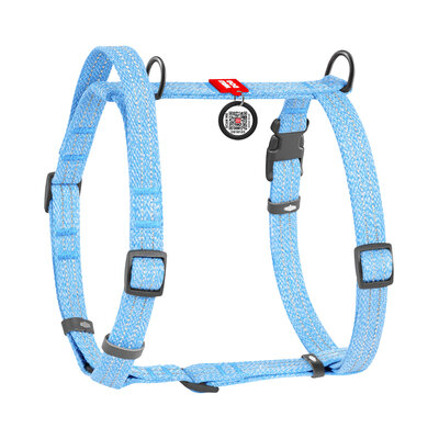 WAUDOG Szelki dla psów z rączką z recymlingowanej bawełny, anatomiczny kształt litery H S-L niebieskie