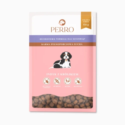 PERRO karma sucha indyk z królikiem – bezzbożowa dla psów średnich i dużych ras 60 g próbka