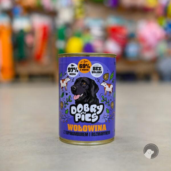 DOBRY PIES Mokra karma dla psa Wołowina z wieprzowiną, topinamburem i rozmarynem 400g