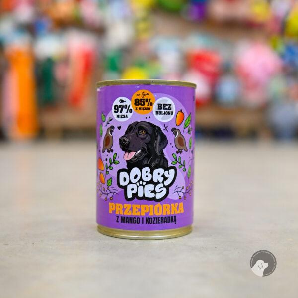 DOBRY PIES Mokra karma dla psa Przepiórka z indykiem, mango i kozieradką 400g