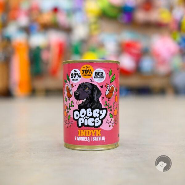 DOBRY PIES Mokra karma dla psa Indyk i wieprzowina z morelą i bazylią 400g