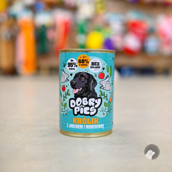 DOBRY PIES Mokra karma dla psa Królik i indyk z jabłkiem i marchewką 400g