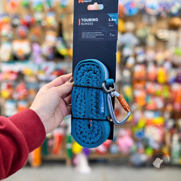 Non-stop dogwear Touring bungee leash smycz turystyczna z amortyzatorem 2,8 m 23 mm turkusowa