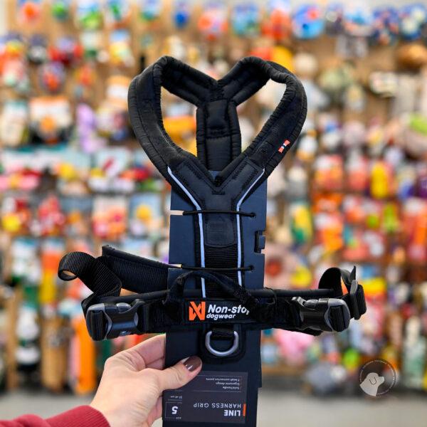 Non-stop dogwear Line harness grip czarne szelki z dodatkową rączką