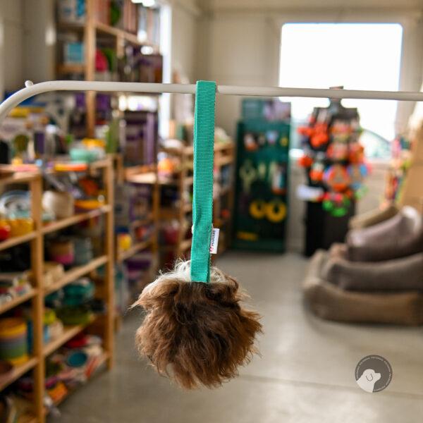 PSARVARD miękka piłka owcza z rączką zabawka dla psa na turkusowej tasmie