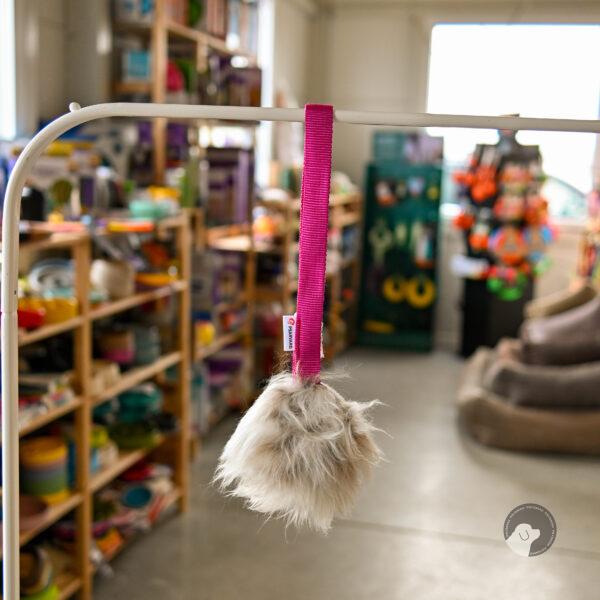 PSARVARD miękka piłka owcza z rączką zabawka dla psa na różowej taśmie