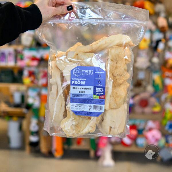 MEATSTUFF STRIPSY KOLAGENOWE WOŁOWE białe - gryzak dla psa 400 g