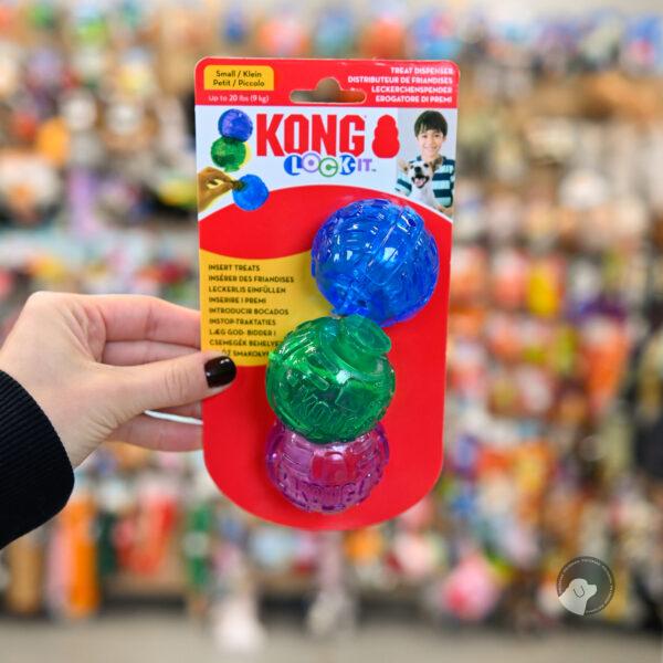 KONG® ZABAWKA DLA PSA lock it 3-PK SM - zabawka 3 piłki na smakołyki
