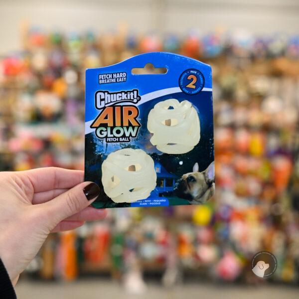 Chuckit! MAX GLOW AIR FETCH BALL SMALL 2PAK- świecące gumowe ażurowe piłki