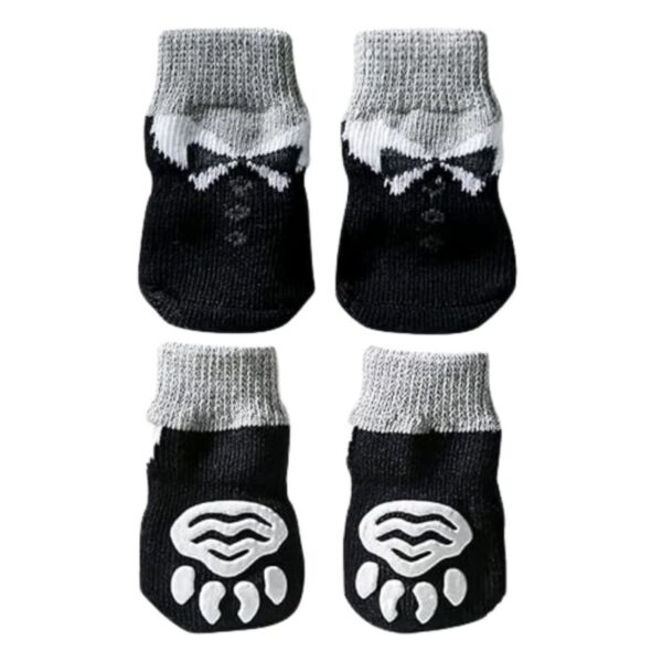 Krótkie antypoślizgowe skarpetki małych psów i kotów czarny krawat (4 szt.) xxs-m