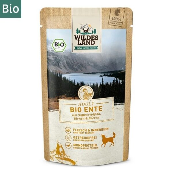 WILDES LAND DOG BIO Ente - bio kaczka z batatami, gruszką i jagodami (125g)