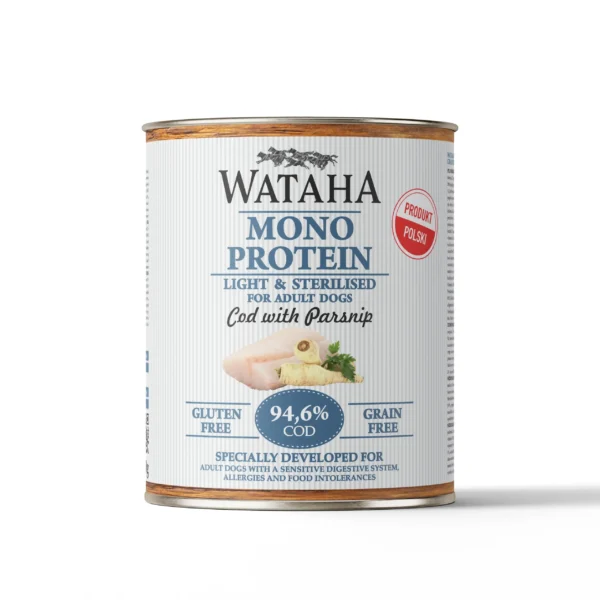 Wataha Mono Light & Sterilised Dorsz z Pasternakiem – mokra karma 800 g