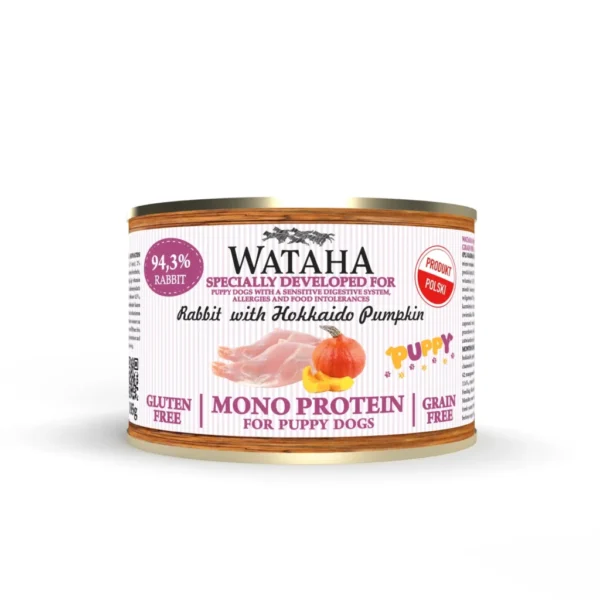 Wataha Mono Protein królik z jabłkiem i dynią hokkaido puppy – mokra karma dla szczeniąt 185 g