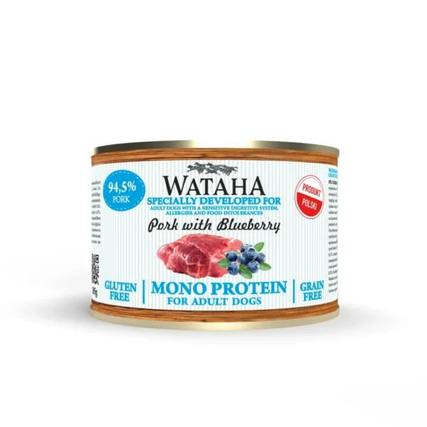 Wataha Mono Protein wieprzowina z borówką – mokra karma 185 g