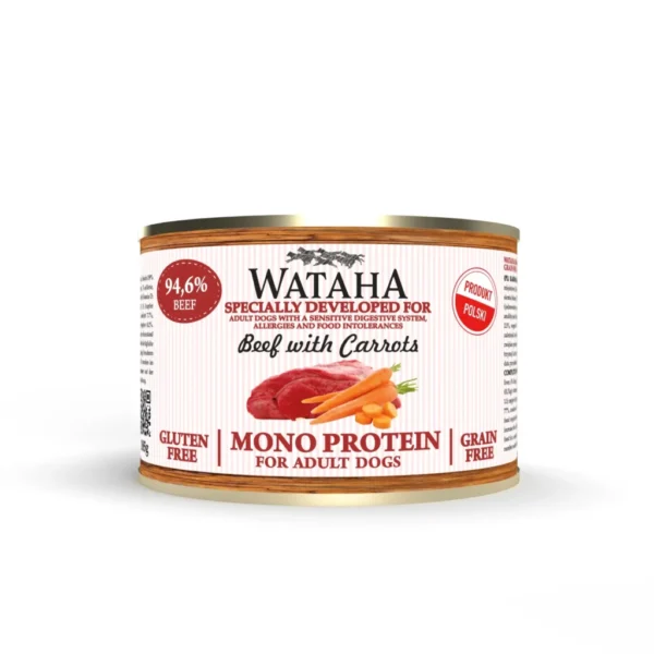 Wataha Mono Protein wołowina z marchewką – mokra karma 185 g