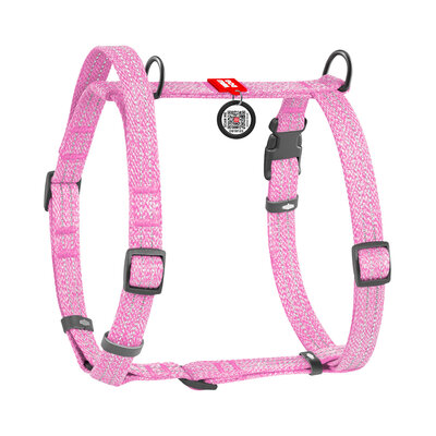 WAUDOG Szelki dla psów z rączką z recymlingowanej bawełny, anatomiczny kształt litery H S-L różowe