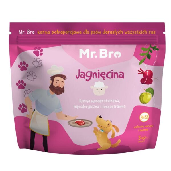 Mr.Bro monoproteinowa Sucha Karma Dla Psów Dorosłych Z Jagnięciną