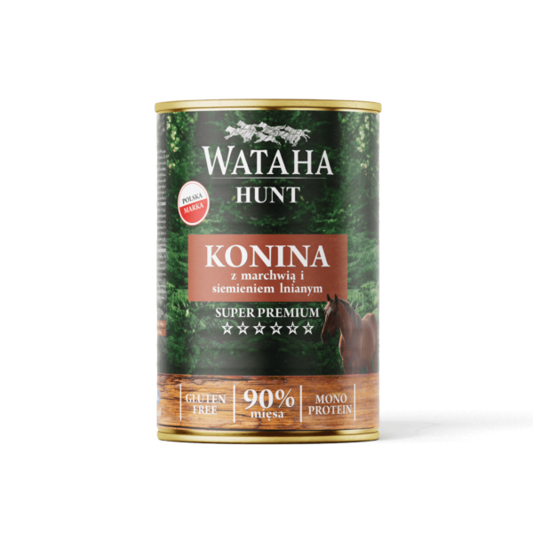 Wataha Hunt Konina z Marchewką i Siemieniem Lnianym – mokra karma 400 g