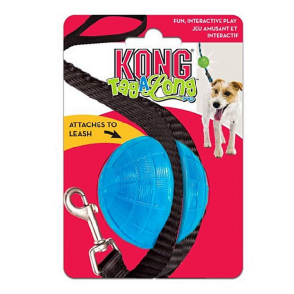 KONG® PIŁKA DLA PSA TAGALONG BALL Assorted M - piłka przyczepiana do smyczy
