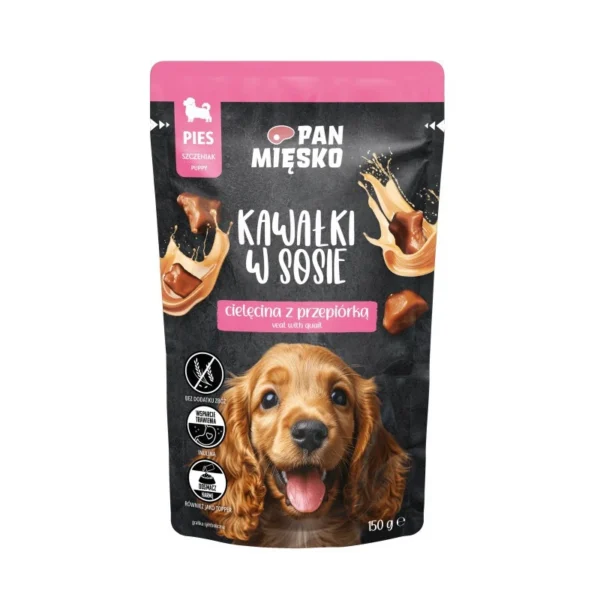 Pan Mięsko Szczeniak Cielęcina z przepiórką kawałki w sosie 150g
