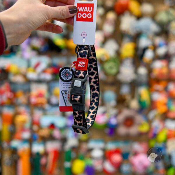 WAUDOG NYLON ОBROŻA DLA PSA NYLONOWA Z QR-PASZPORTEM, WZOR "LAMPART", PLASTIKOWY FASTEX, M