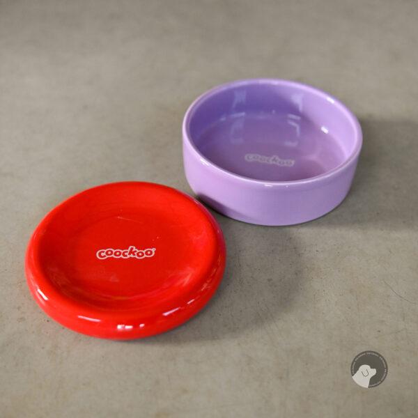 Coockoo MISKA CERAMICZNA FUNKY FEEDING red 2 w 1 50/280ml 13.5x13.5x6cm