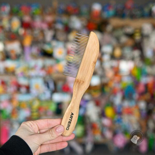 Artero Rotating Double Pin Comb Nature Collection - bambusowy grzebień dla psa, kota długowłosego, z obrotowymi pinami