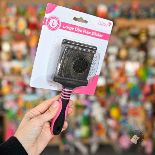 Blovi Small Duo Flex Slicker - dwustronna, elastyczna szczotka pudlówka, duża
