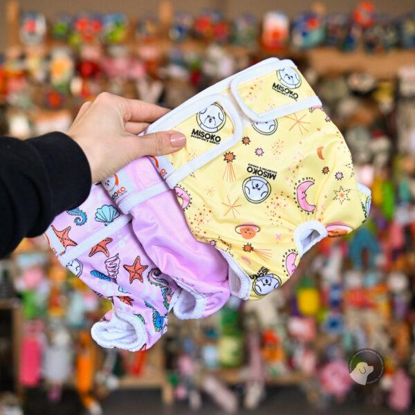 MISOKO Wielorazowa pielucha dla suczek zestaw 3szt różowy roz L