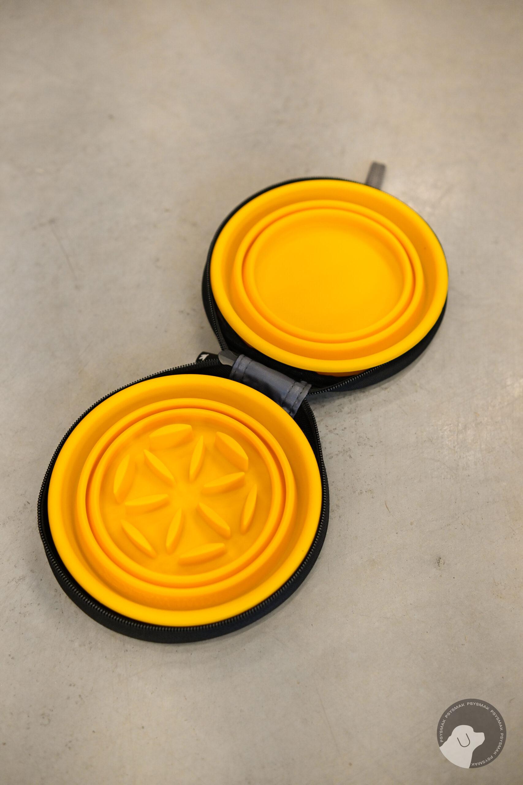 Kiwi Walker TRAVEL DOUBLE BOWL SLOWFEEDER miski turystyczne żółte