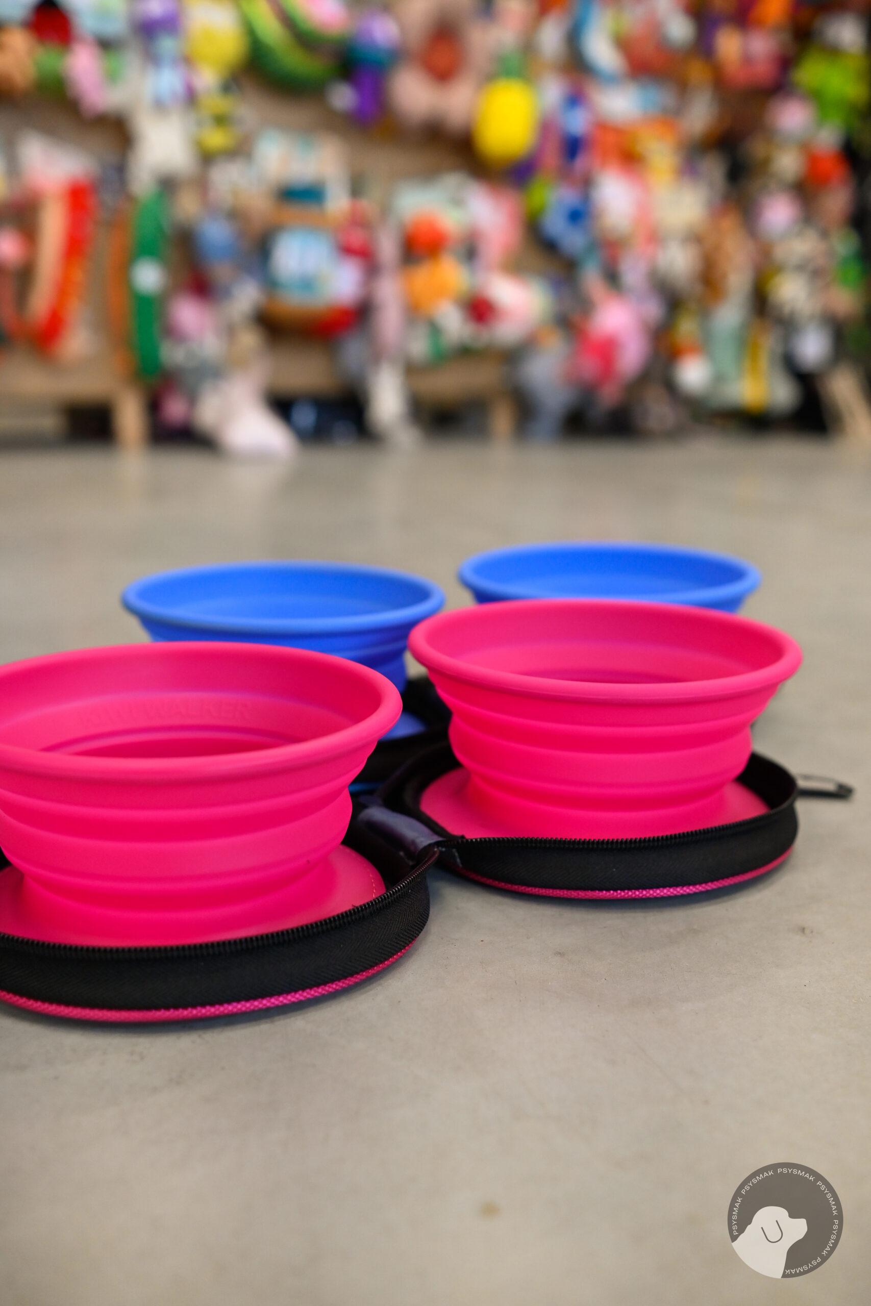 Kiwi Walker TRAVEL DOUBLE BOWL SLOWFEEDER miski turystyczne różowe